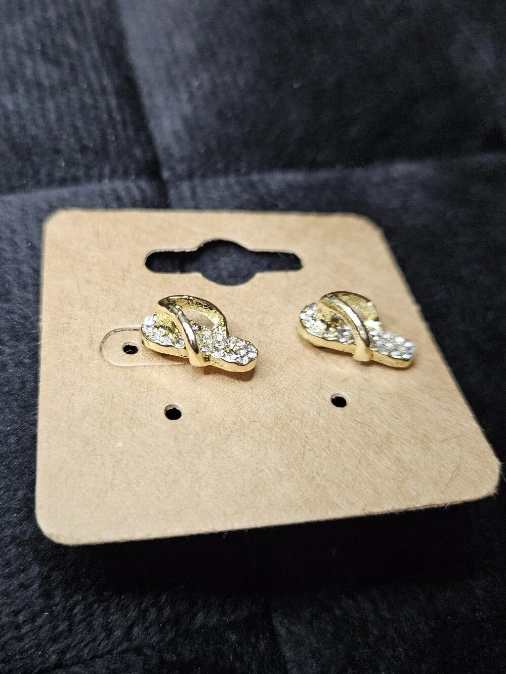 Goldtone CZ Flip Flop Earrings - Picture 6 of 9